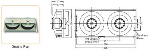 Housing details for Backward Cured Fans (215 & 220 mm Dia. Impellers)